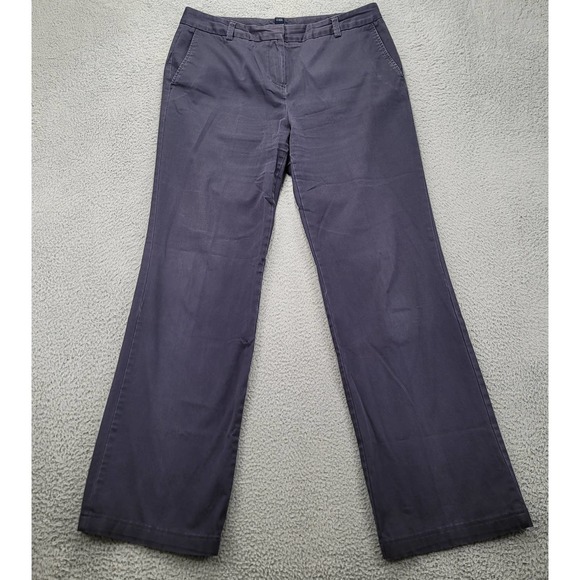 Lands' End Pants Womens 10 Blue Fit 2 Chino Wide Leg Casual Comfort - Picture 1 of 12